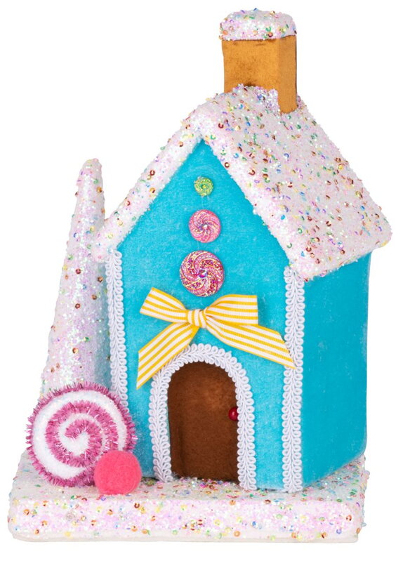 Vianočná dekorácia Candy Line, domček, modrý, 27 cm