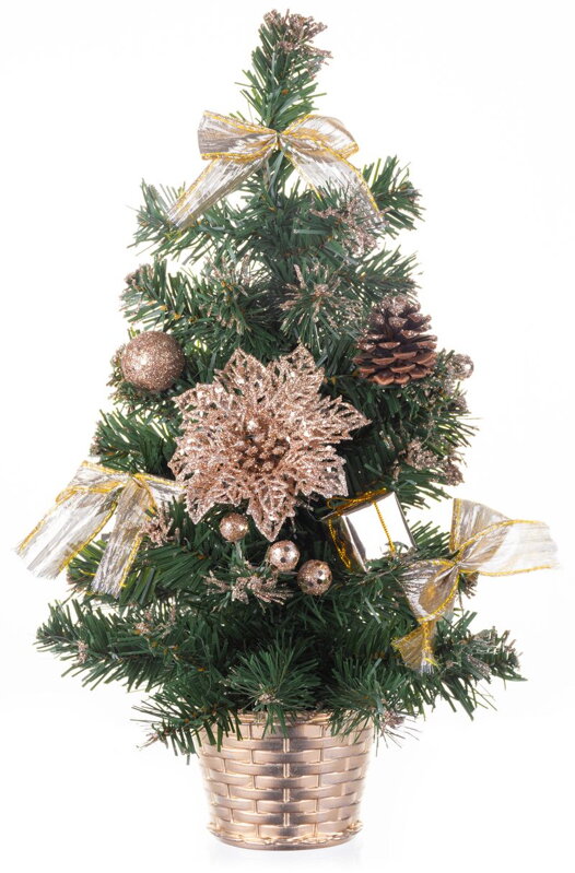 Vianočný stromček ozdobený, bronzový, 30 cm Vianočný stromček ozdobený, bronzový, 30 cm