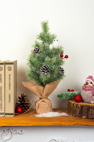 Vianočný stromček MagicHome Vianoce, ozdobený, prírodný, 36 cm