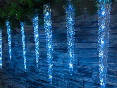 Vonkajšie vianočné osvetlenie reťaz Icicle, 65 LED ľadovo modrá, 8 funkcií, 230 V, 50 Hz, IP44, exteriér, L-2,70