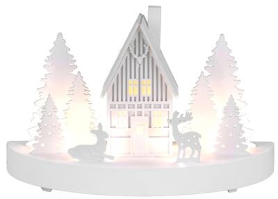Vianočná dekorácia Horáreň, 6 LED, MDF, 2xAAA, 25x12x28 cm