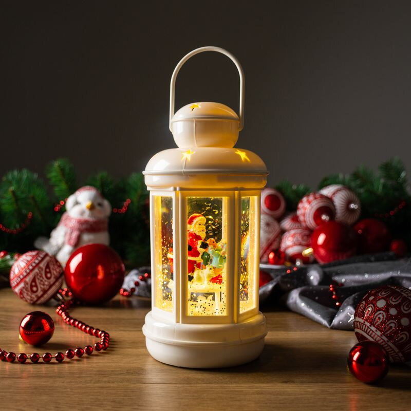 Vianočný lampáš LED, 3xAAA, plast, 10x10x25 cm Vianočný lampáš LED, 3xAAA, plast, 10x10x25 cm