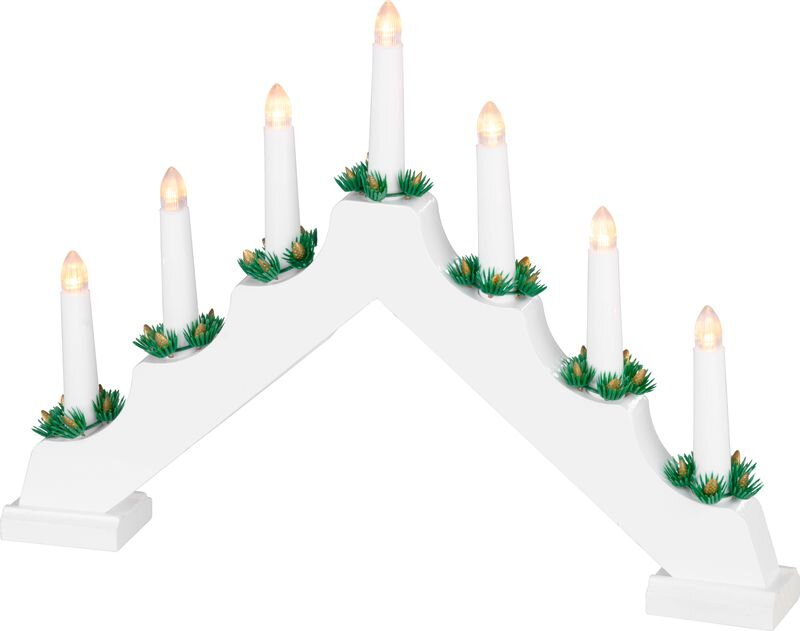 Svietnik MagicHome Vianoce, 7× LED, teplá biela, biely, 39×31 cm Svietnik MagicHome Vianoce, 7× LED, teplá biela, biely, 39×31 cm