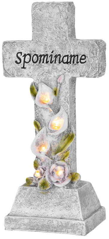 Dekorácia na hrob Kríž, LED, polyresin, solar, 15x9,5x32 cm Dekorácia na hrob Kríž, LED, polyresin, solar, 15x9,5x32 cm