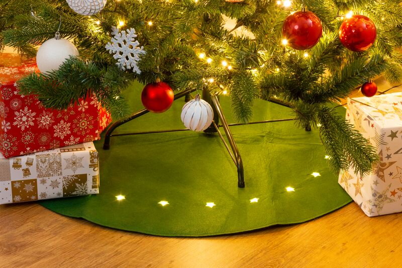 Vianočná dekorácia Koberec zelený s hviezdičkami, 22 LED, teplá biela, 90 cm Vianočná dekorácia Koberec zelený s hviezdičkami, 22 LED, teplá biela, 90 cm