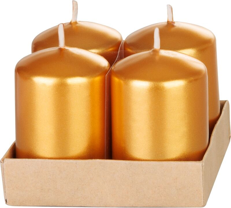 Adventné sviečky MagicHome, 4×6 cm, zlaté, metalický efekt, sada 4 ks Adventné sviečky MagicHome, 4×6 cm, zlaté, metalický efekt, sada 4 ks