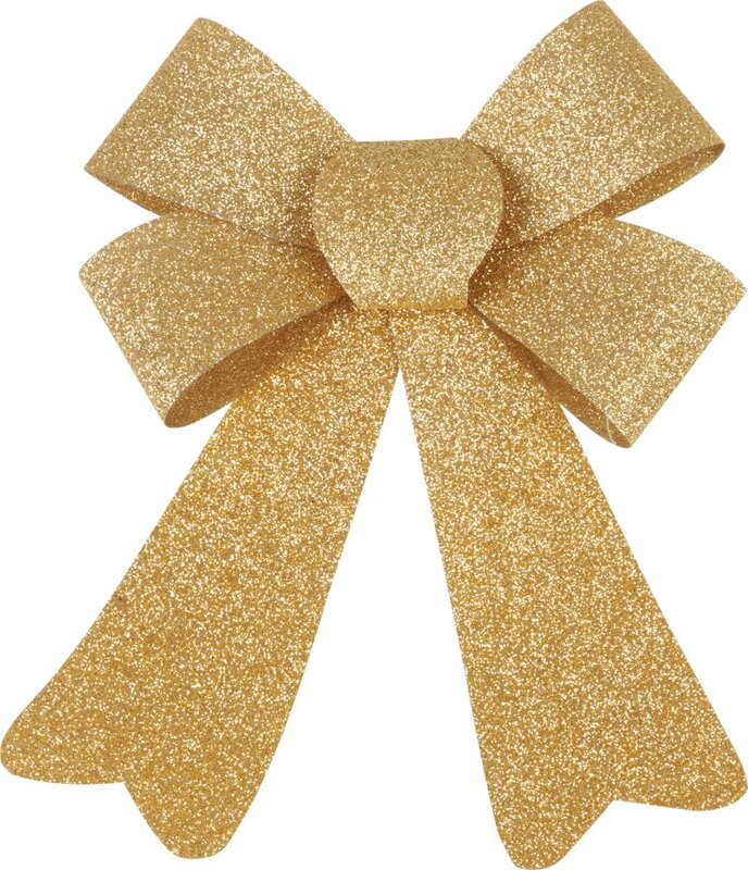 Zlatá trblietavá mašľa MagicHome vianočná dekorácia, 13x21 cm Zlatá trblietavá mašľa MagicHome vianočná dekorácia, 13x21 cm