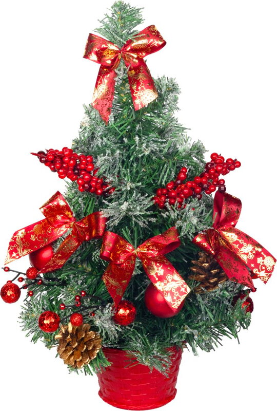 Stromček MagicHome Vianoce, ozdobený, zasnežený, červený, 40 cm