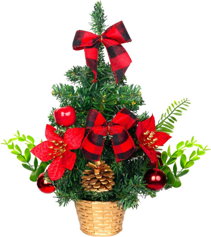 Stromček MagicHome Vianoce, ozdobený, červený, 30 cm