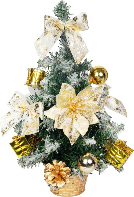 Stromček MagicHome Vianoce, ozdobený, zlatý, 30 cm