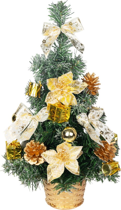 Stromček MagicHome Vianoce, ozdobený, zlatý, 40 cm