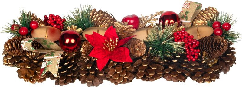 Ikebana MagicHome Vianoce, adventná, červená, 41x15 cm