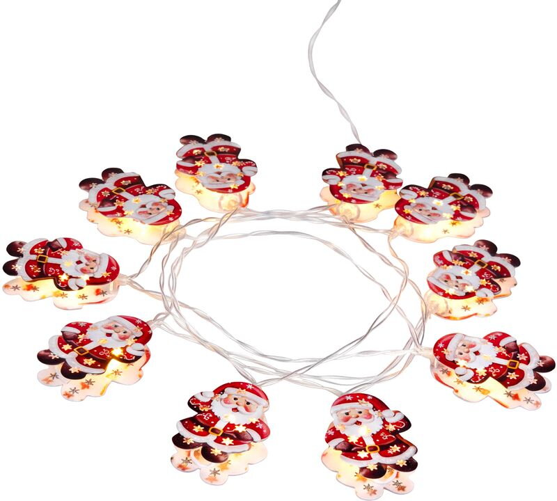 Reťaz MagicHome Vianoce, Santovia, jednoduché svietenie, 10xLED teplá biela, 2xAA, IP20, L-1,35 m
