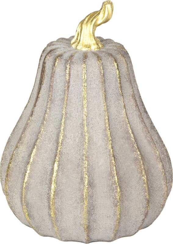 Dekorácia MagicHome Nature, tekvica, polyresin, zlato-sivá, 16,2x16,2x21,4 cm