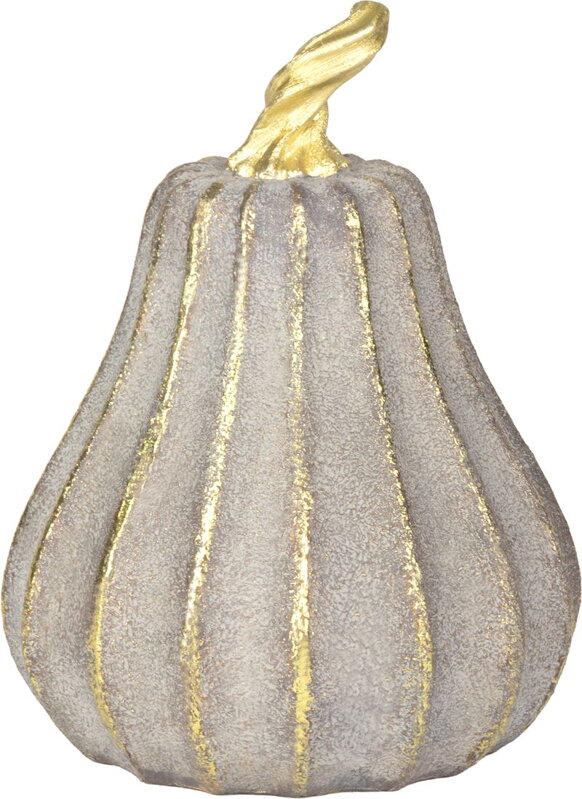 Dekorácia MagicHome Nature, tekvica, polyresin, zlato-sivá, 12,2x12,2x16,2 cm