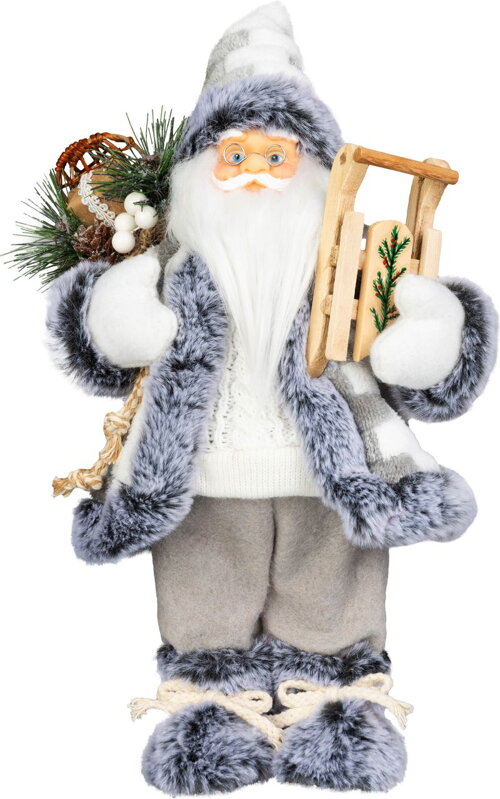 Dekorácia MagicHome Vianoce, Santa, biely-šedý, 45 cm
