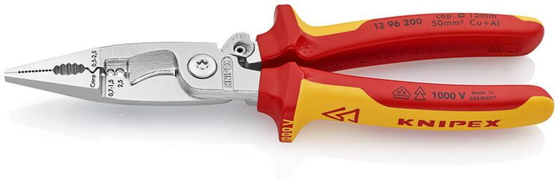 Kliešte KNIPEX 13 96 200 – 200 mm, multifunkčné, elektroinštalačné, VDE 1000V Kliešte KNIPEX 13 96 200 – 200 mm, multifunkčné, elektroinštalačné, VDE 1000V