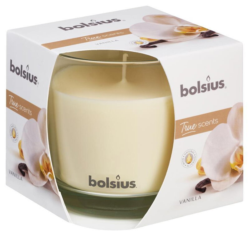 Vonná sviečka bolsius Jar True Scents 95/95 mm, vanilka