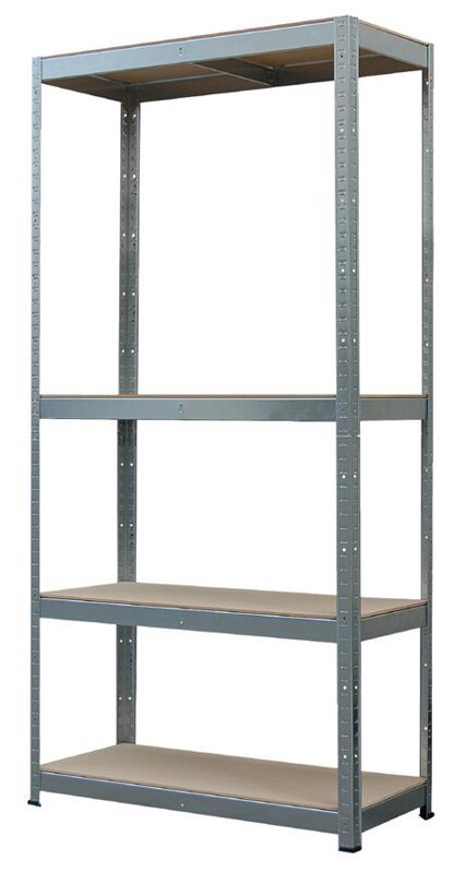 Regál Racks – kovový, 4 police, 75x30x150 cm, 150 kg/polica