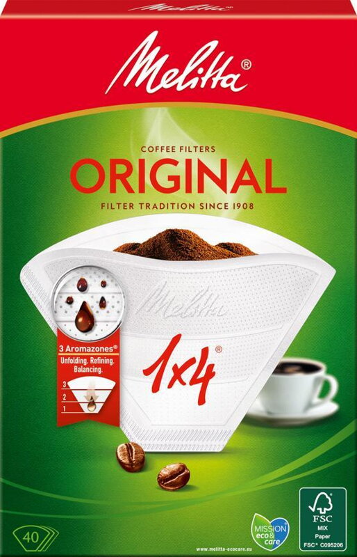 Filter Melitta Original, 1x4/40 ks, do kávovaru, s aromapórmi Filter Melitta Original, 1x4/40 ks, do kávovaru, s aromapórmi