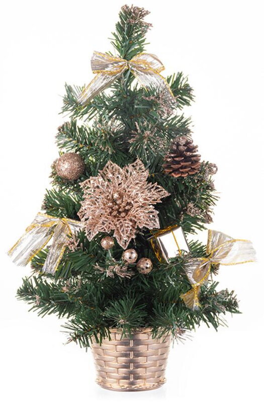 Stromček MagicHome Vianoce, ozdobený, bronzový, 40 cm
