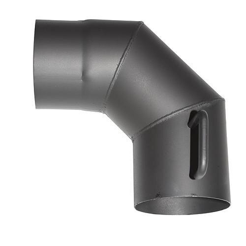 Koleno HS.K 90/130/1,5 mm, s klapkou, dymovod Koleno HS.K 90/130/1,5 mm, s klapkou, dymovod