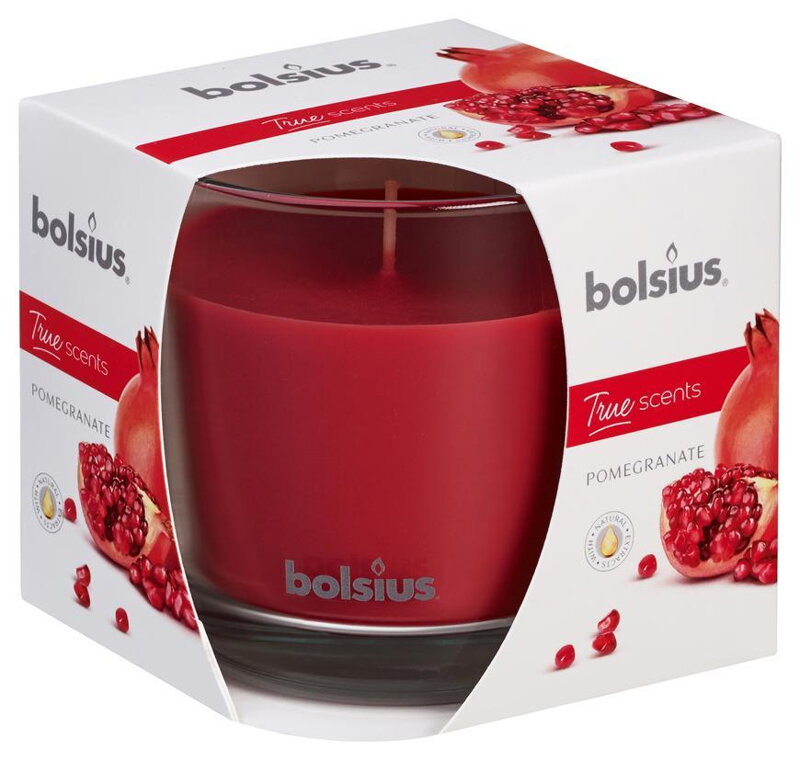 Vonná sviečka bolsius Jar True Scents 95/95 mm, granátové jablko