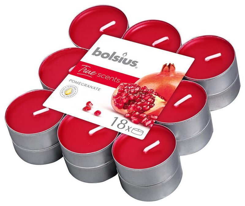 Čajové sviečky Bolsius Tealight True Scents, granátové jablko, balenie 18 ks Čajové sviečky Bolsius Tealight True Scents, granátové jablko, balenie 18 ks