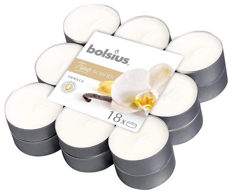 Čajové sviečky bolsius Tealight True Scents, vanilka, bal. 18 ks