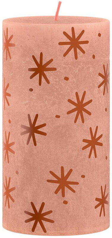 Vianočná sviečka Bolsius Rustic, with print Creamy Caramel, 130/68 mm Vianočná sviečka Bolsius Rustic, with print Creamy Caramel, 130/68 mm