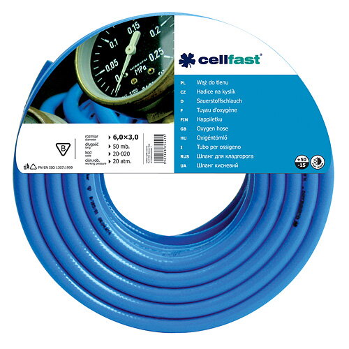 Cellfast Hadica 20-020, Oxygen 6,0x3,0 mm, L-50 m, modrá Cellfast Hadica 20-020, Oxygen 6,0x3,0 mm, L-50 m, modrá