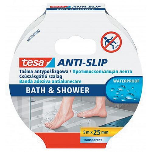 Protišmyková páska do kúpeľne tesa® Anti-slip Bath&Shower, transparentná, 25 mm, L-5 m