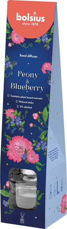 Difuzér Bolsius Pivonka a Čučoriedka, vonný, 30 ml Difuzér Bolsius Pivonka a Čučoriedka, vonný, 30 ml