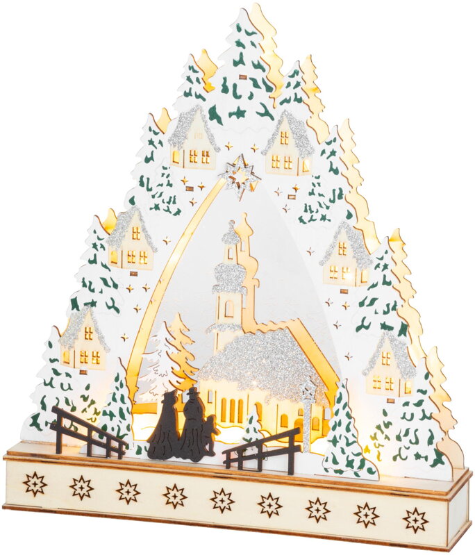 Dekorácia MagicHome Vianoce, Dedinka s kostolom, LED, MDF, 30x7x33,5 cm Dekorácia MagicHome Vianoce, Dedinka s kostolom, LED, MDF, 30x7x33,5 cm