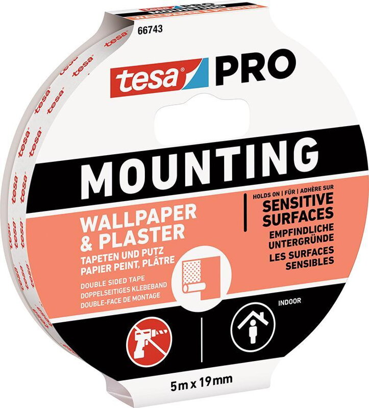 Obojstranná lepiaca páska tesa Mounting PRO na tapety a omietky, 19 mm, L-5 m Obojstranná lepiaca páska tesa Mounting PRO na tapety a omietky, 19 mm, L-5 m
