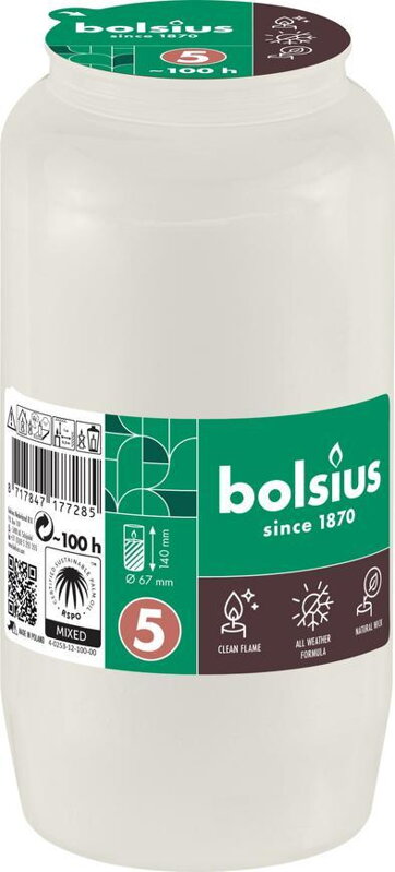 Náplň do kahanca Bolsius, 100 h, 67x140 mm, biela, olej