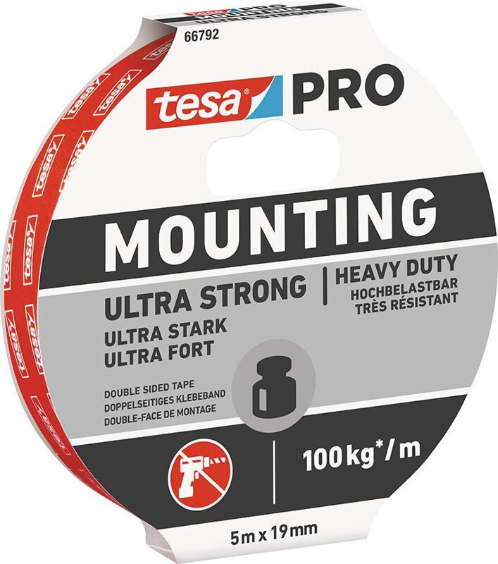 Obojstranná lepiaca páska tesa® Mounting PRO Ultra Strong, montážna, 19 mm, L-5 m