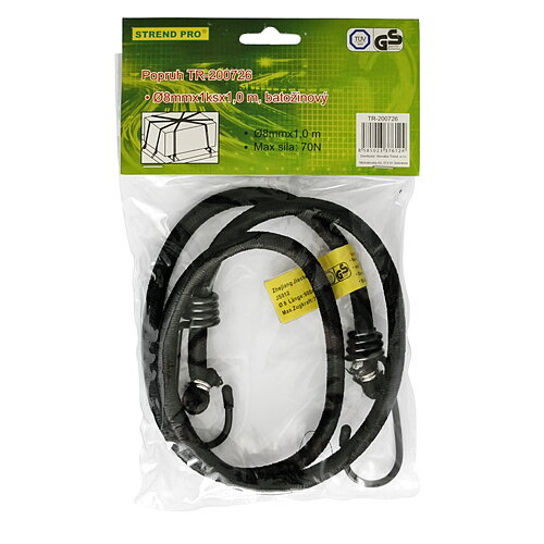 Guma upínacia Strend Pro LB341, 8 mm, 1x 100 cm, s oceľovými háčikmi Guma upínacia Strend Pro LB341, 8 mm, 1x 100 cm, s oceľovými háčikmi