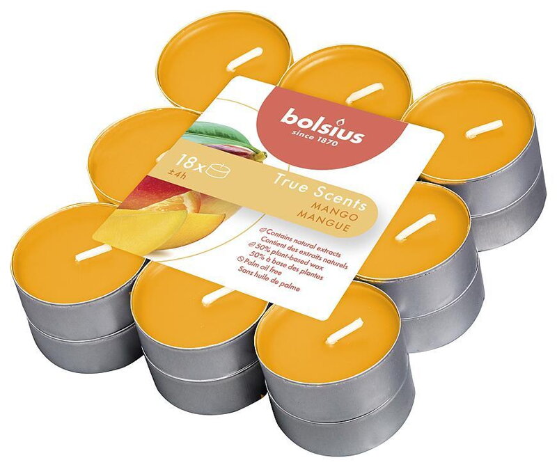 Čajové sviečky Bolsius Tealight True Scents, mango, balenie 18 ks Čajové sviečky Bolsius Tealight True Scents, mango, balenie 18 ks