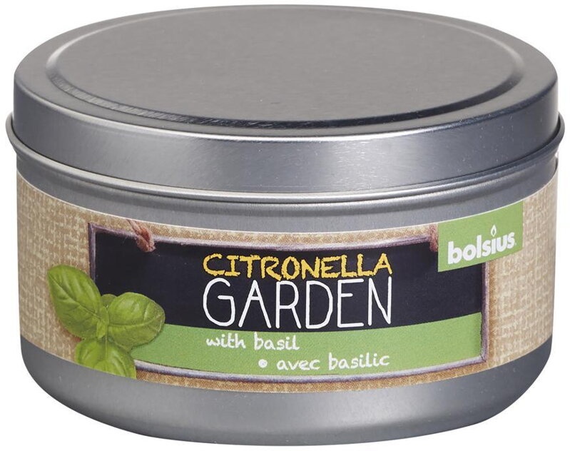 Sviečka proti komárom Bolsius Jar Citronella, bazalka, v plechovej dóze Sviečka proti komárom Bolsius Jar Citronella, bazalka, v plechovej dóze