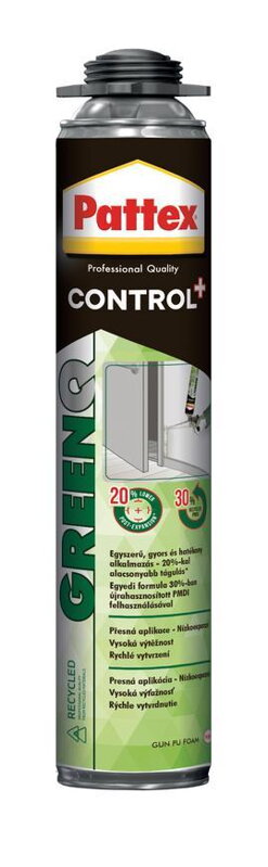Pena Pattex GreenQ, PU, EKO pena, pištoľová, 750 ml Pena Pattex GreenQ, PU, EKO pena, pištoľová, 750 ml