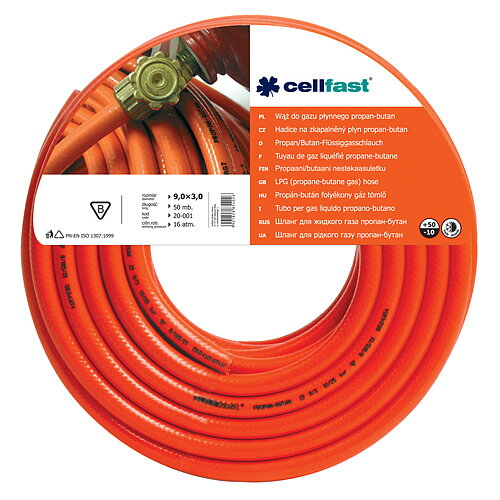 Cellfast Hadica 20-001, LPG 9,0x3,0 mm, L-50 m, červená Cellfast Hadica 20-001, LPG 9,0x3,0 mm, L-50 m, červená