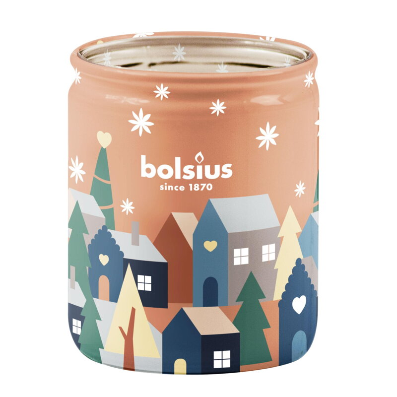 Sviečka v skle Bolsius True Glow, 82×68 mm, lieskový oriešok/vanilka Sviečka v skle Bolsius True Glow, 82×68 mm, lieskový oriešok/vanilka