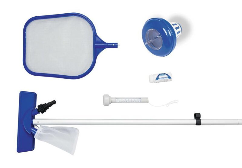Bestway 58195 Súprava FlowClear™, zberač, sieťka, tyč, plavák, teplomer, tester, záplaty Bestway 58195 Súprava FlowClear™, zberač, sieťka, tyč, plavák, teplomer, tester, záplaty