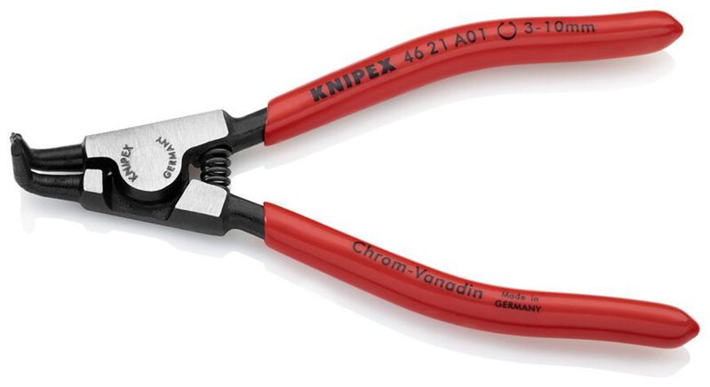 Kliešte KNIPEX 46 21 A01 – 3-10 mm, zahnuté 90°, na vonkajšie poistné krúžky Kliešte KNIPEX 46 21 A01 – 3-10 mm, zahnuté 90°, na vonkajšie poistné krúžky